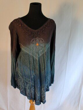 Greater Good Tunic Hippie Boho Festival Purple Blue Mandala Small/Med NWOT